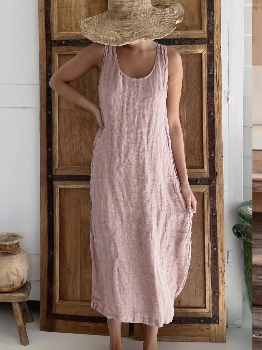 Women's Casual Elegant Cotton Sleeveless Dress