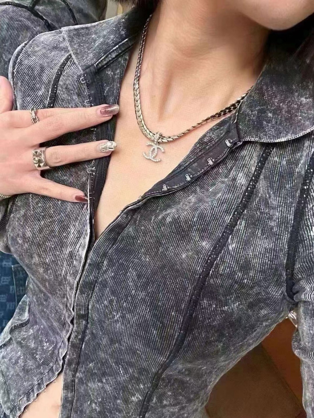 Chanel Diamond CC Flat Chain Necklace