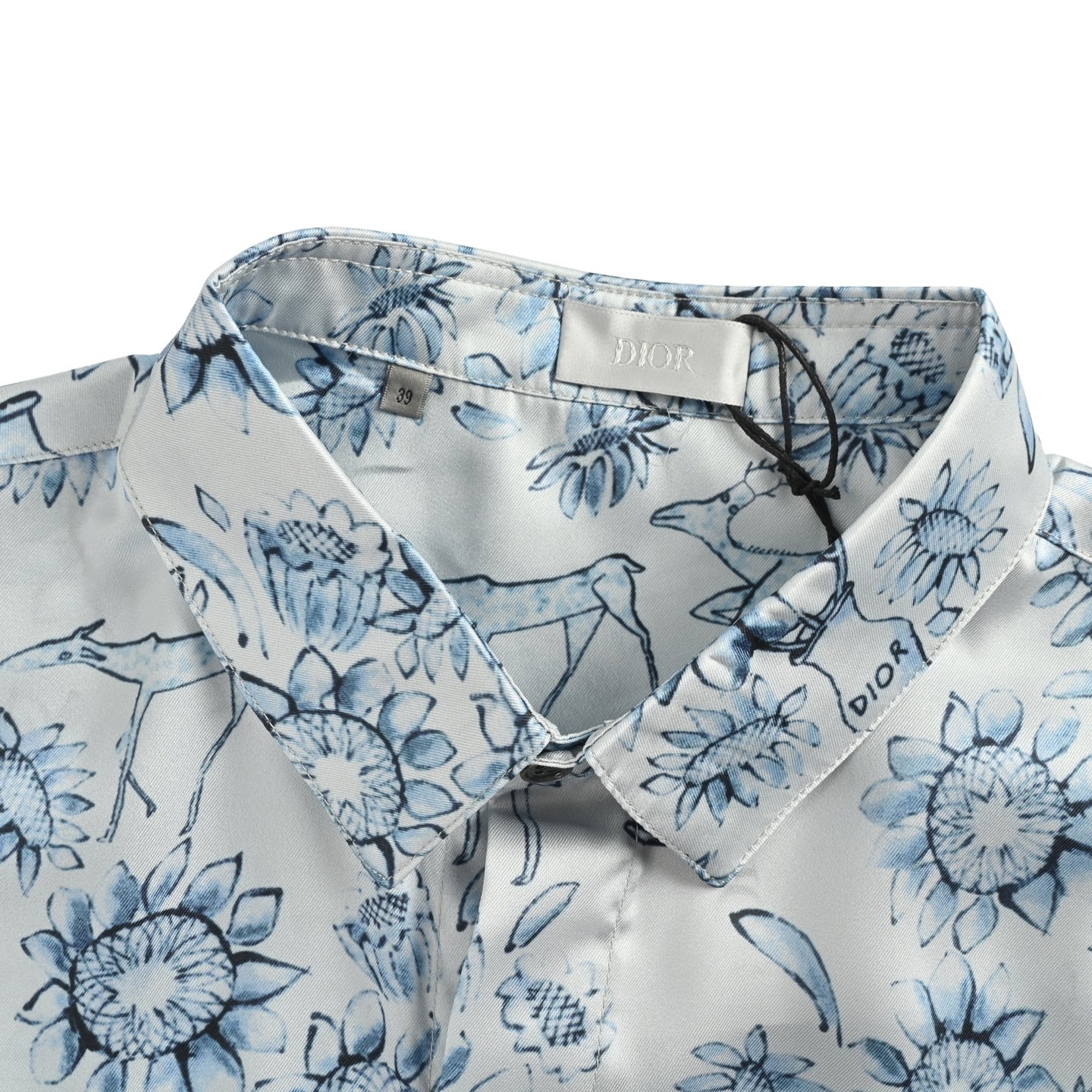 Dior 25ss floral and animal print short-sleeved shirt