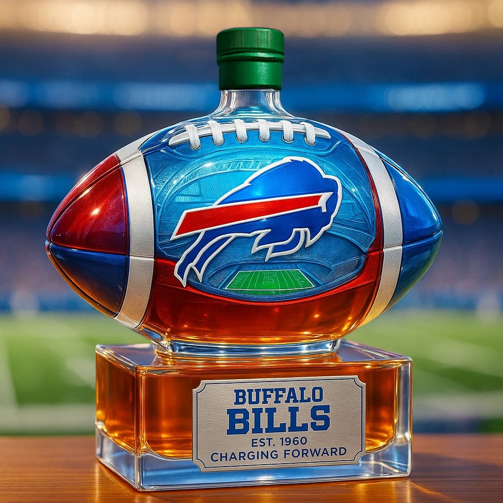 🏈 Charging Forward in Spirit — Buffalo Bills Whiskey Bottle