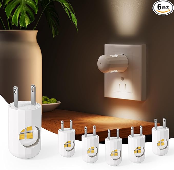 💡💡6-Pack LED Night Light Plug-in Wall Outlet Light
