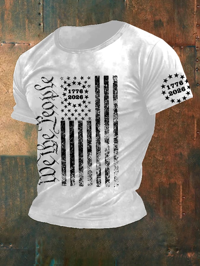 Men'S Retro 1776 - 2026 We the People American Flag Print T-Shirt