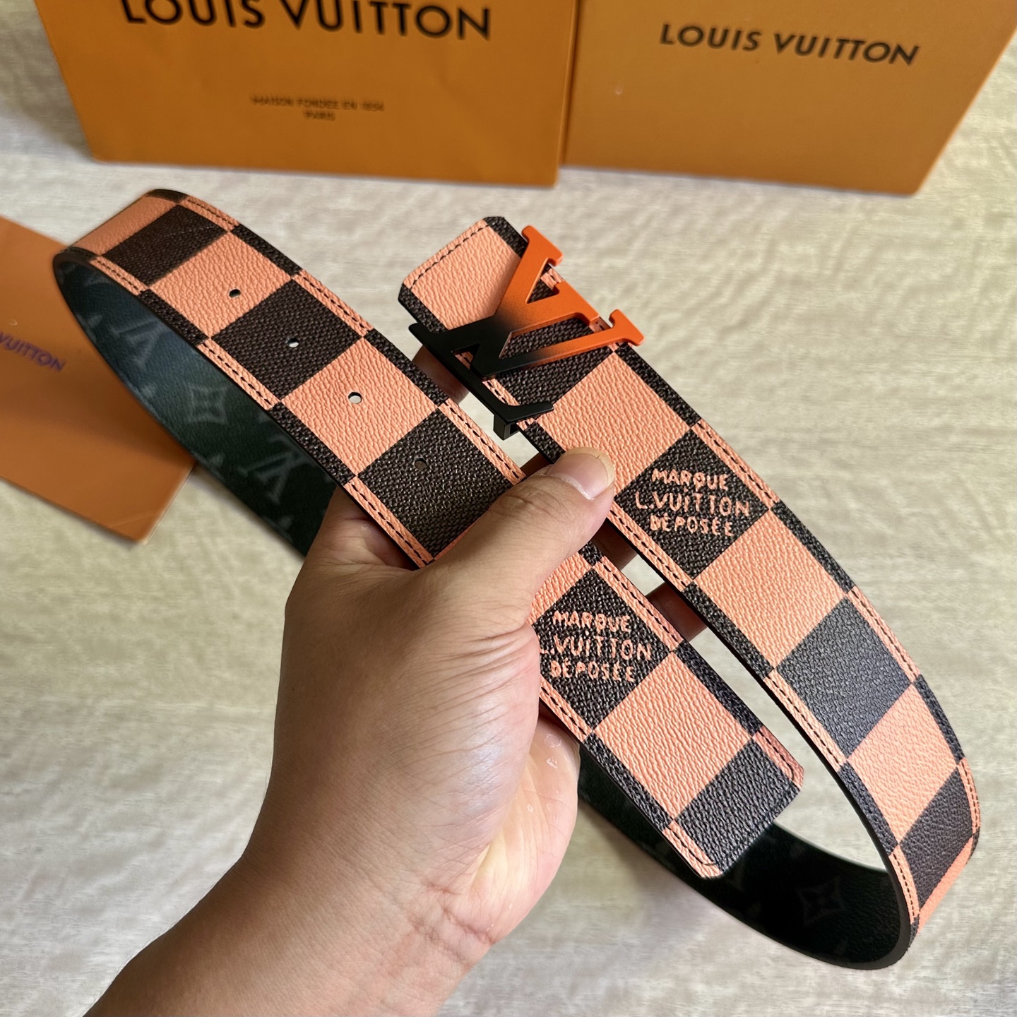Louis Vuitton Monogram double-sided print belt 4CM wide