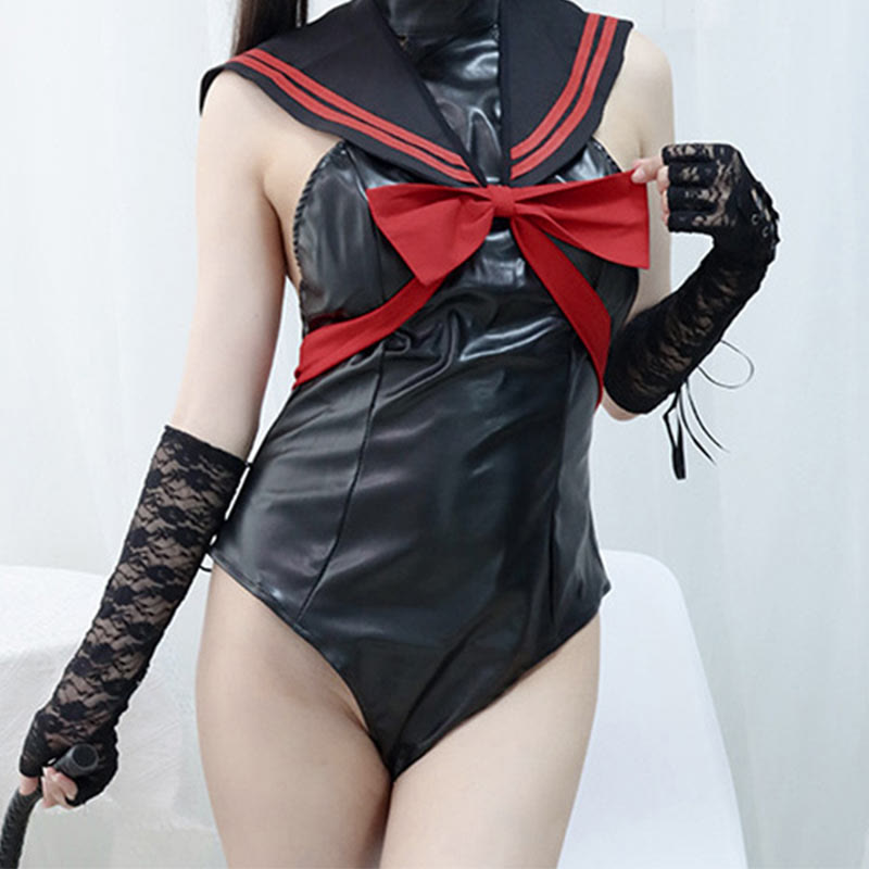 Bow Knot Sailor Uniform Jumpsuit Lingerie