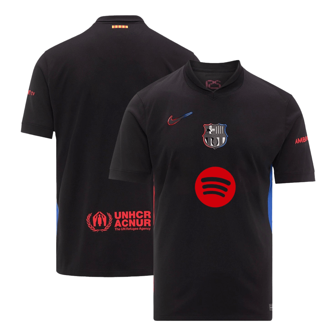 Custom Barcelona Soccer Jersey Away 2024/25 Spotify Logo Without Text