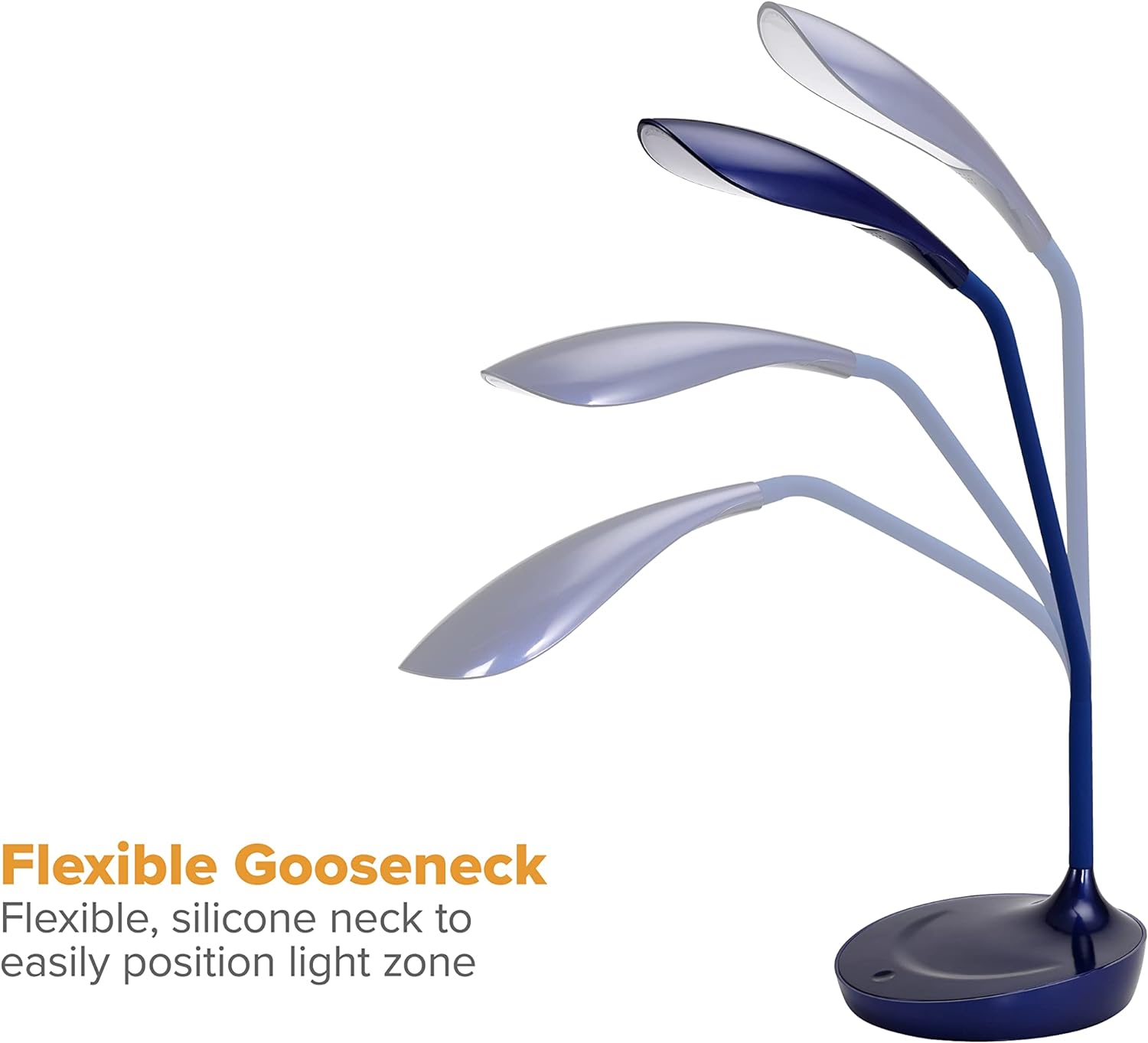 Bostitch Office LED Gooseneck Desk Lamp with USB Charging Port, 3 Dimming Levels, Touch Control, Blue (VLED1502-BLUE)