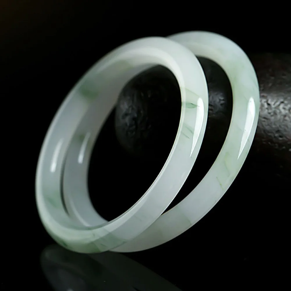 Golden Silk Jade Widened Bracelet Charm Jadeite Fine Jewelry Natural Ice Jade Round Women's Bangle Gift For Mother Free Shipping