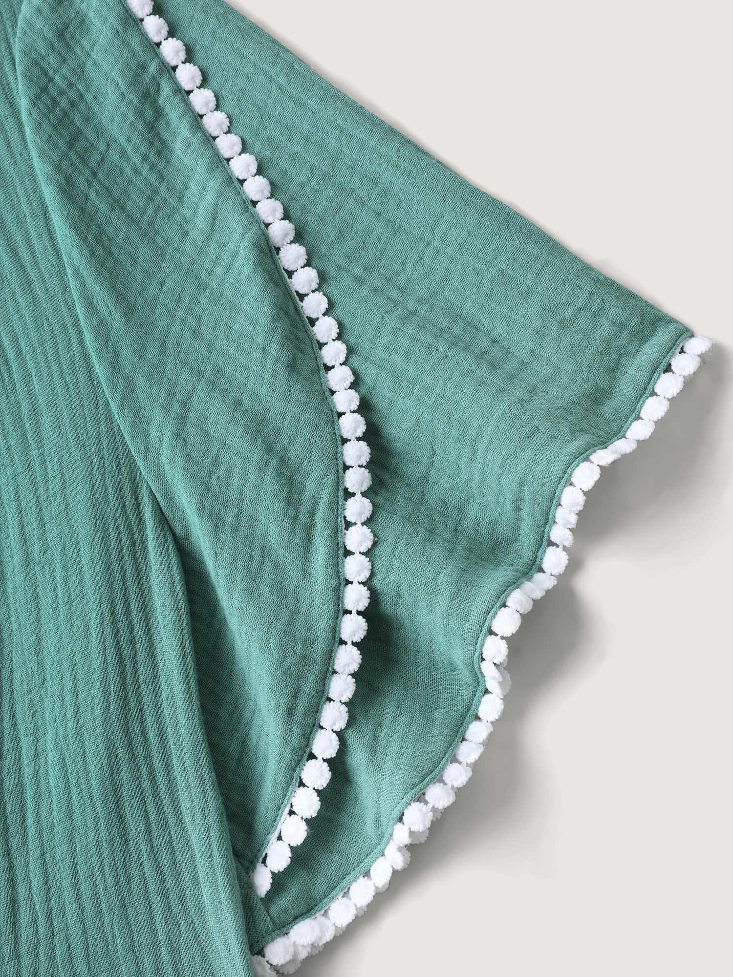 Pure Cotton Textured Lace Trim Midi Dress