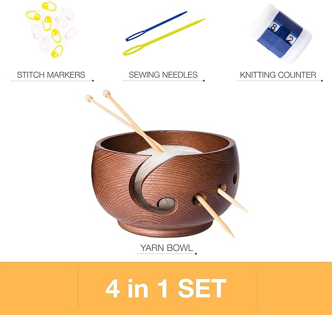 🔥Hot Sale Now-SAVE 60% OFF🔥-- Handmade Solid Wood Yarn Bowl Crocheting Bowl-BUY 3 GET 20% OFF