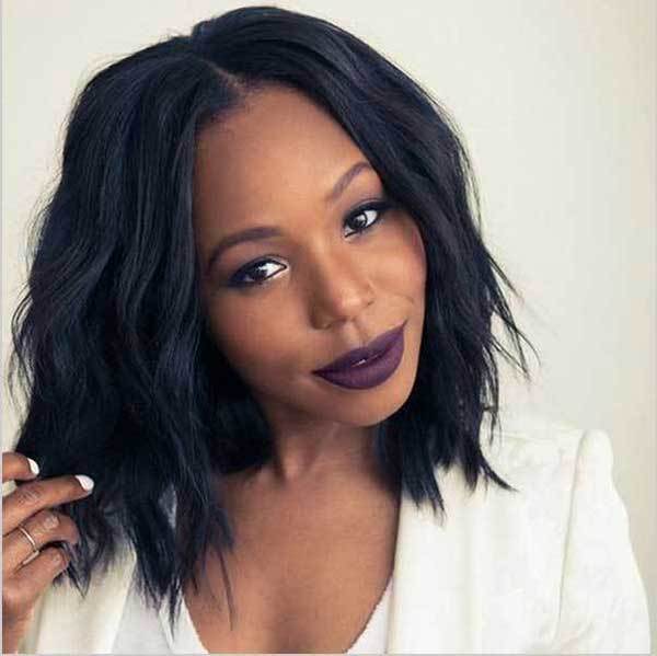 Natural 100% real black wave lace wig