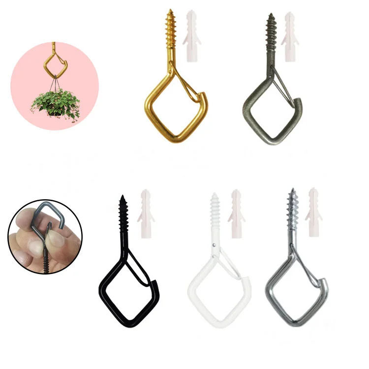 🎄🎅 Early Christmas Sale 50% OFF-10pcs Square Snap Hanging Hooks - Anti-Drop Bonsai Hooks with Safety Buckles for Christmas Rope String Lights