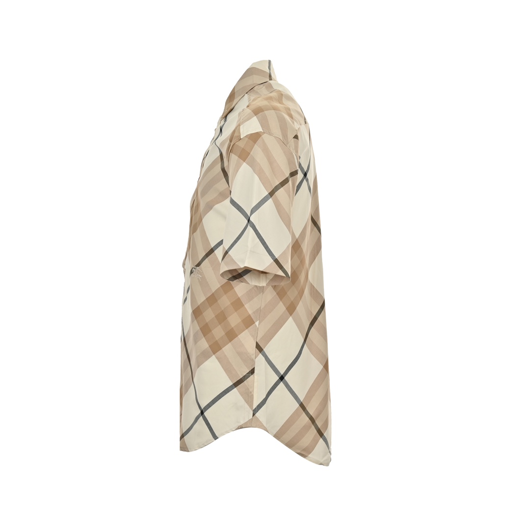 Burberry 24ss Warhorse Embroidered Plaid Short Sleeve Shirt