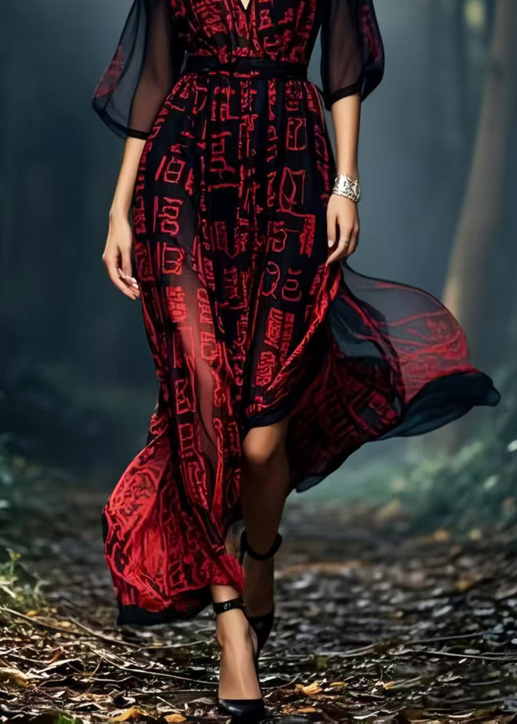Beautiful Black Tie Dye Chiffon Vacation Dresses Summer