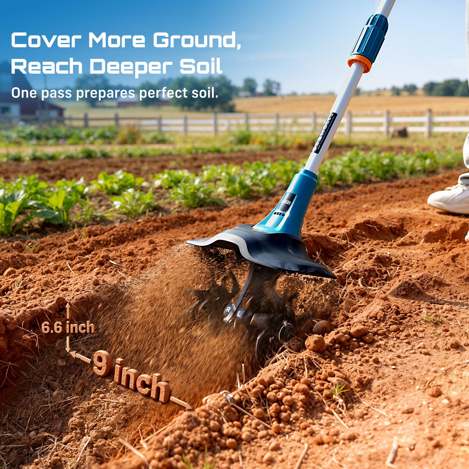 💥Clearance sale💥Electric Tiller for Gardening, 360 RPM Rototiller Cordless Cultivator