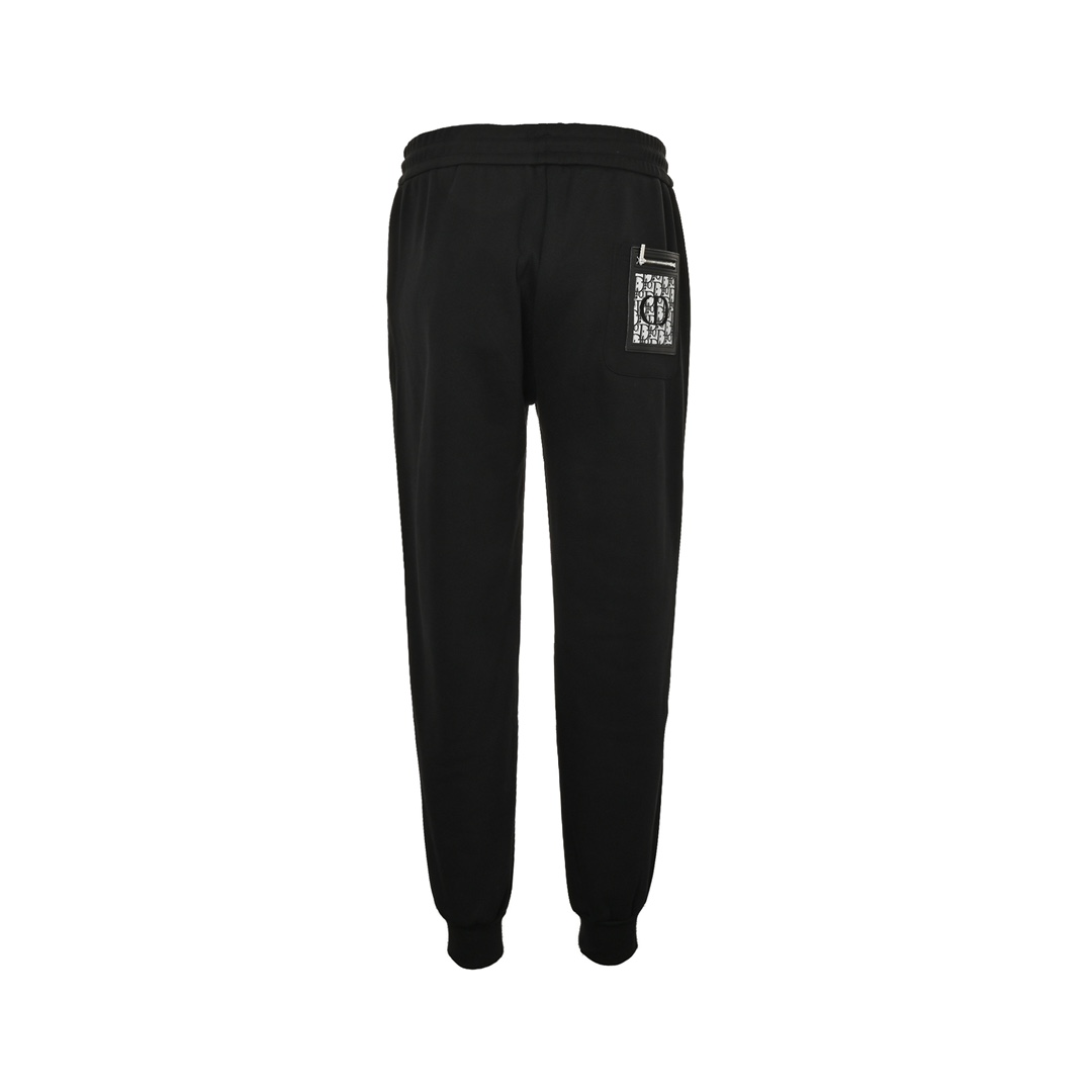 Dior 24Fw embroidered logo back pocket leather patch trousers