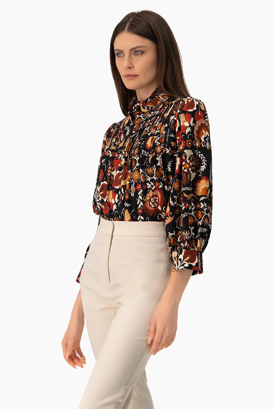 Blusa estampada y manga larga