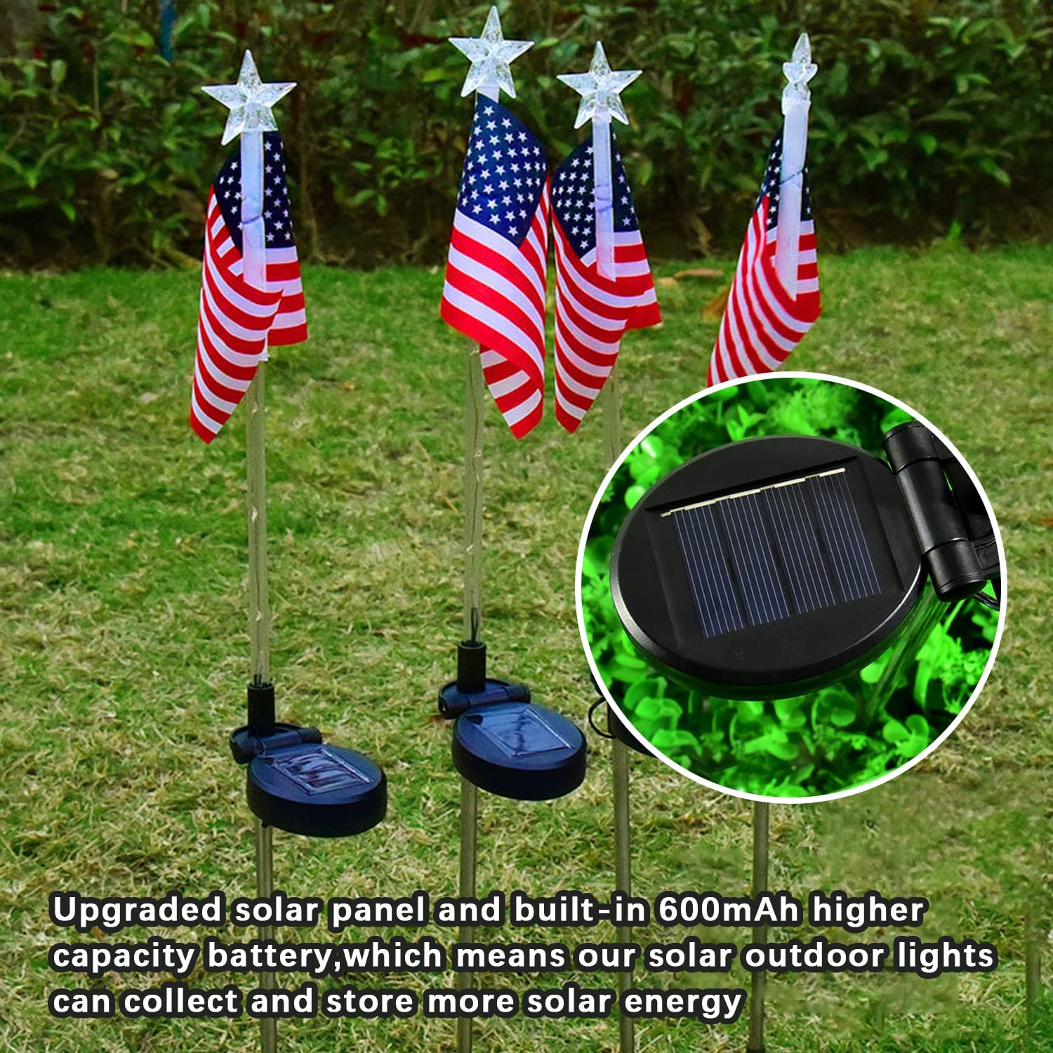 🔥Last Day Promotion-[SAVE 50% OFF]-🚩Solar Power Waterproof American Flag Lights Garden Lawn Light(Color Changing Star-2 PCS/SET)