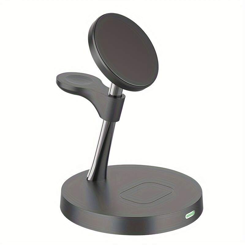 [Qi Wireless Charger] Qi 15W Magnetic 3 In 1 Wireless Charger Stand | Fast Charging Dock Station For iPhone 15 14 13 12, iWatch 9 8 7, Phone S24 S23 S22 And Galaxy Watch 6 5 With 3 Level Night Light