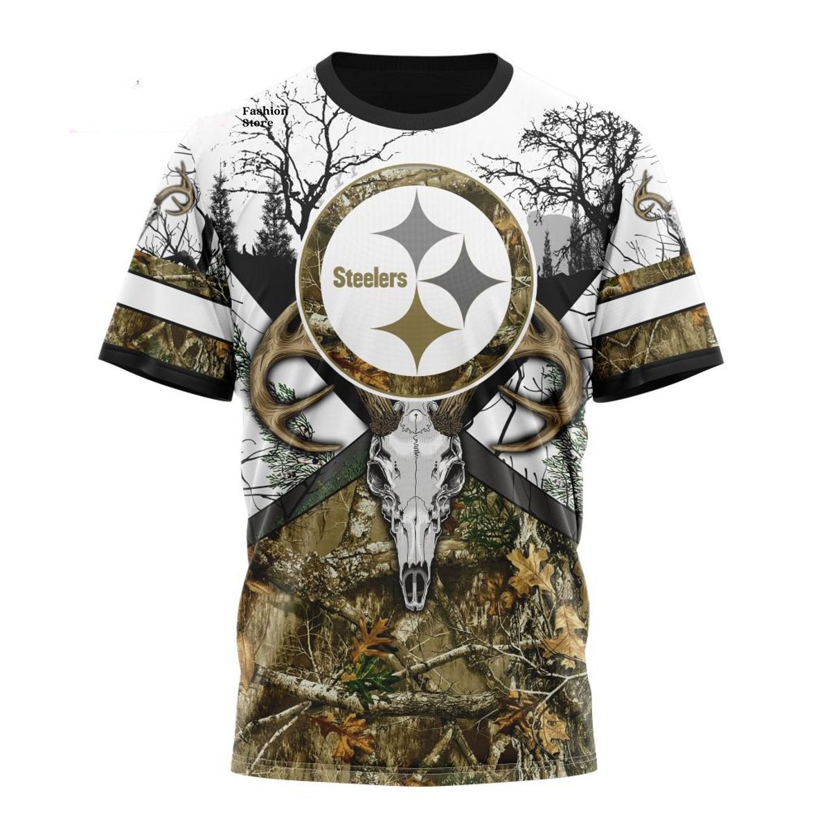 PITTSBURGH STEELERS DEER SKULL AND FOREST 3D HOODIE