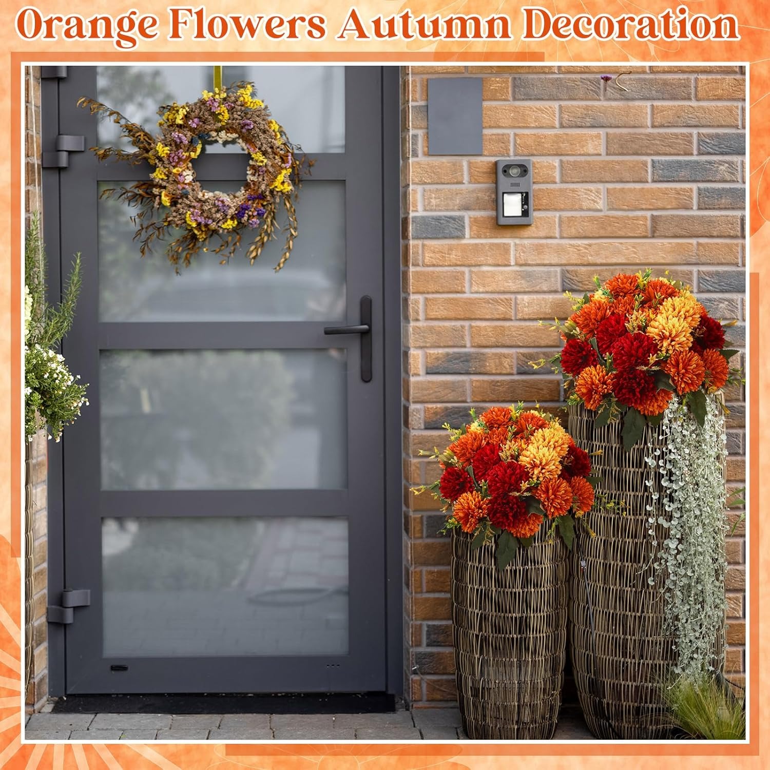 ⚡Flash Sale⚡Artificial Chrysanthemums Bouquet Burnt Orange Flowers - UV resistant, Waterproof, Windproof