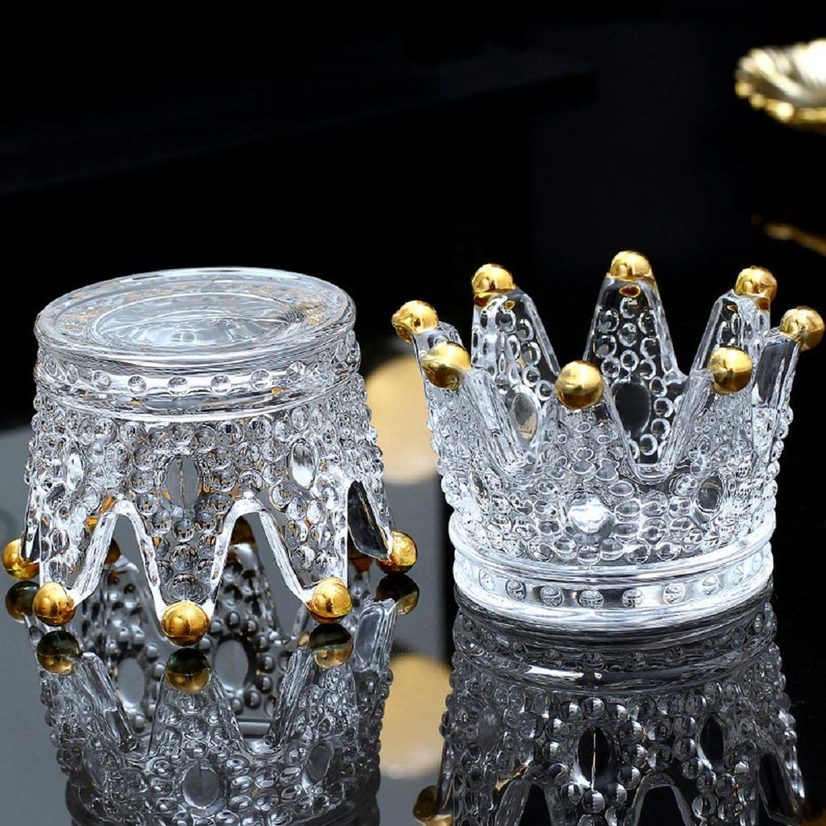 【Buy More Free More】Handcrafted 4 In 1 Crown Glass Tealight Candle Holder For Wedding