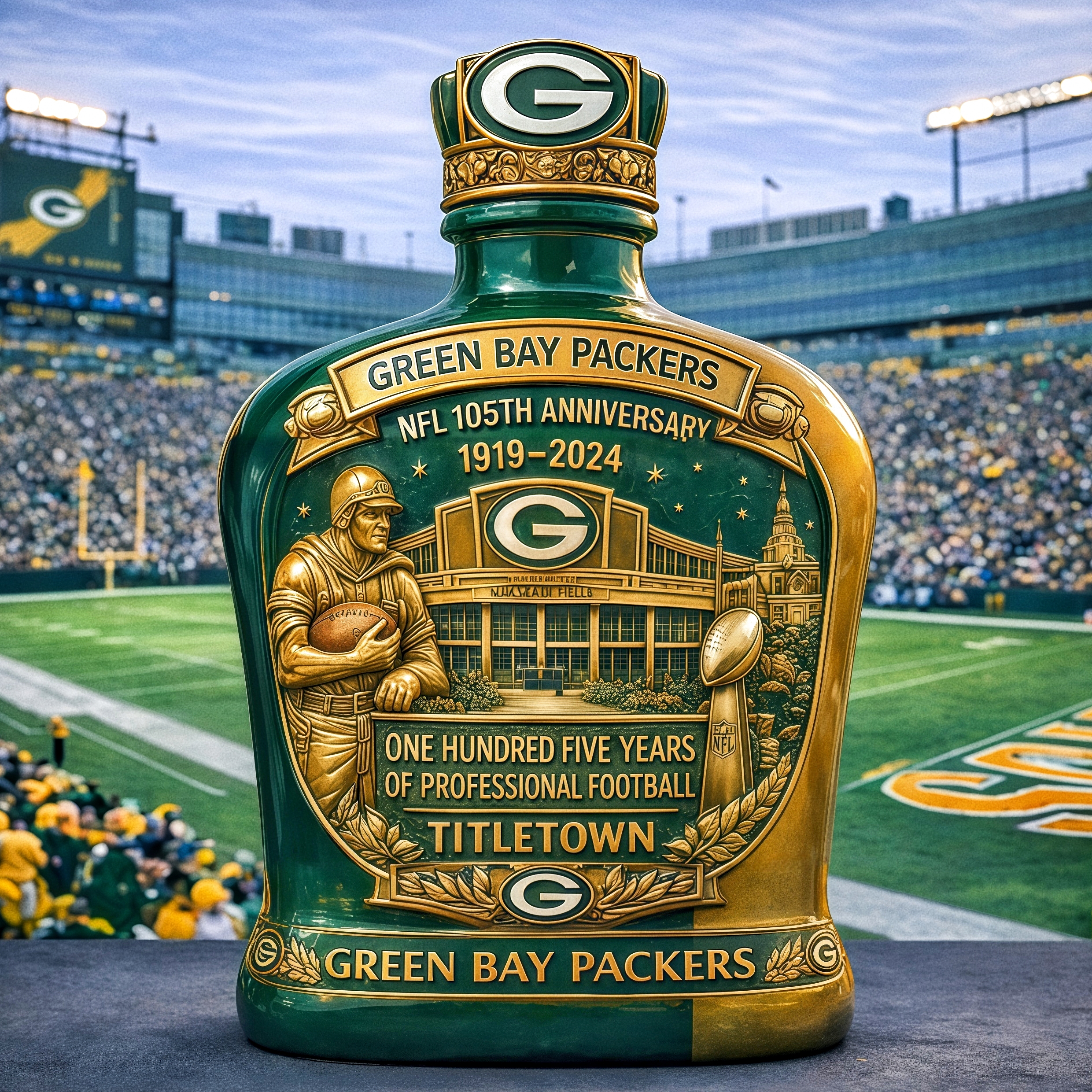Green Bay Packers' 105th Anniversary Whisky Bottle
