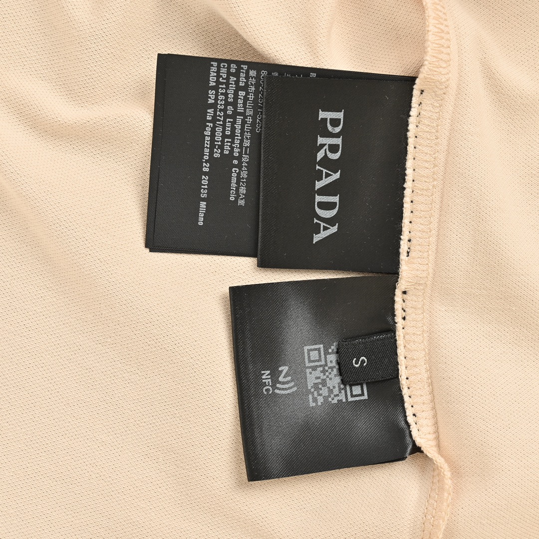 Prada 24ss apricot triangle logo polo short sleeve