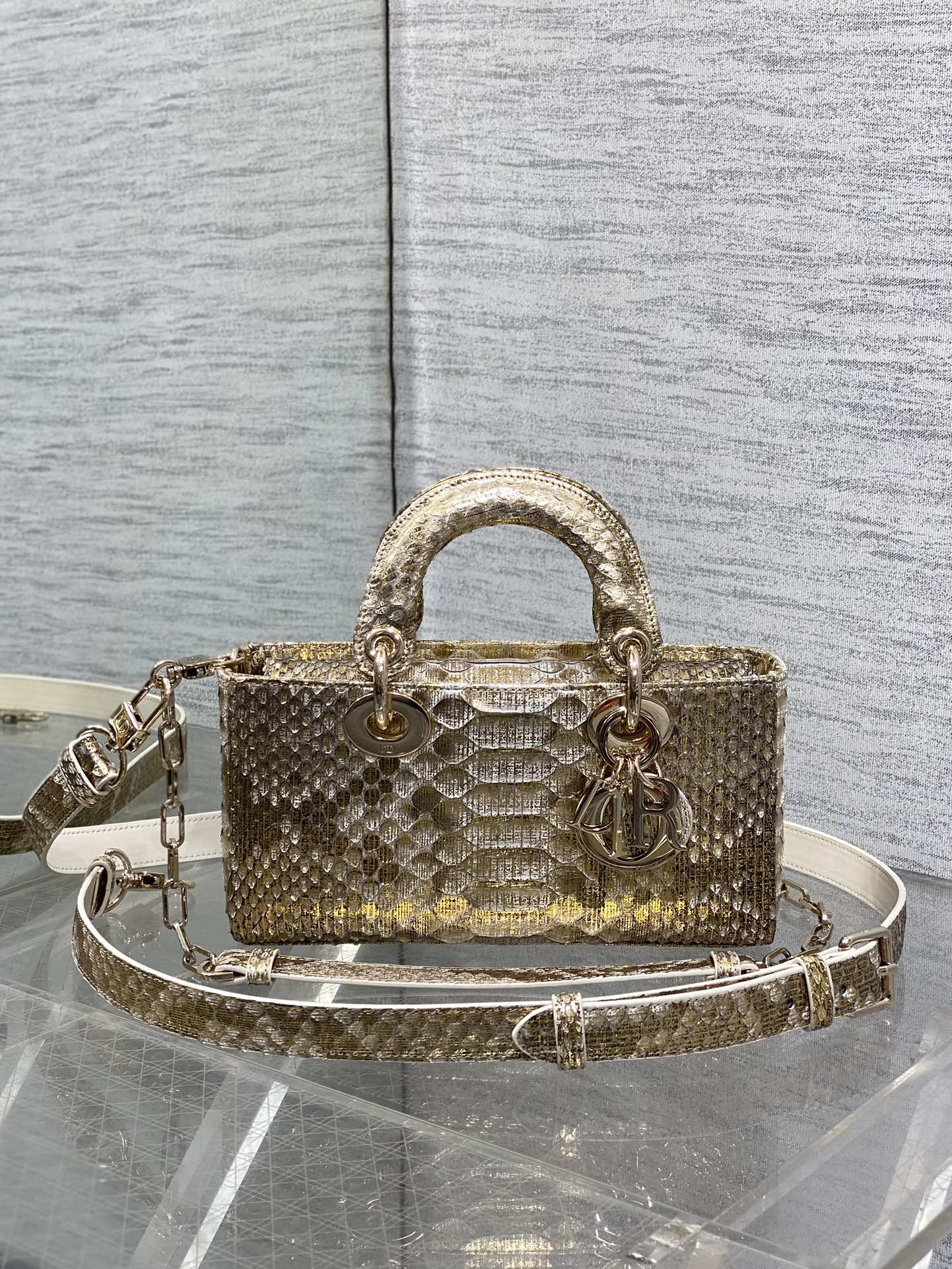 Dior Lady horizontal rare snakeskin Lady Dior bag