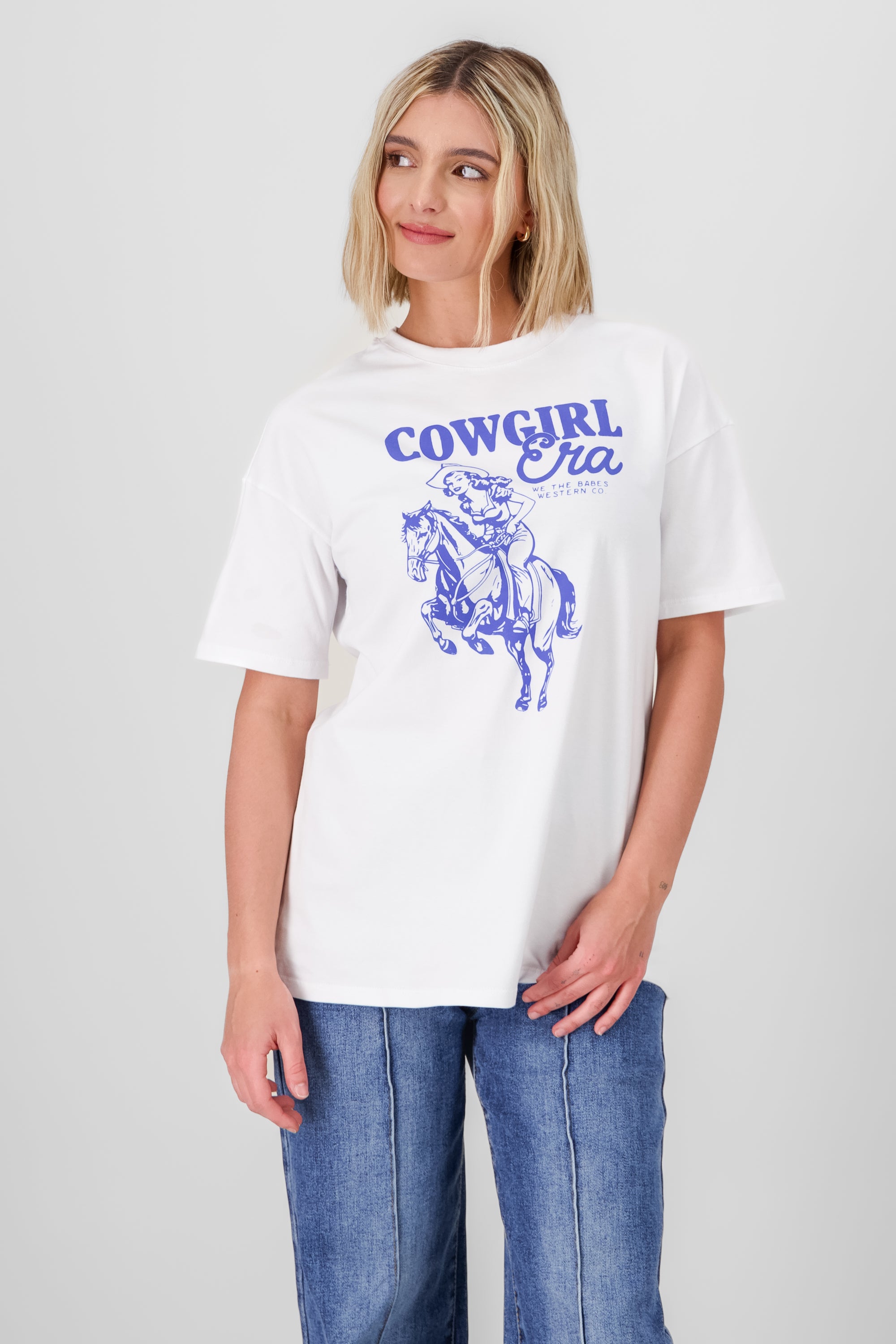 Oversized Cowgirl Print T Shirt
