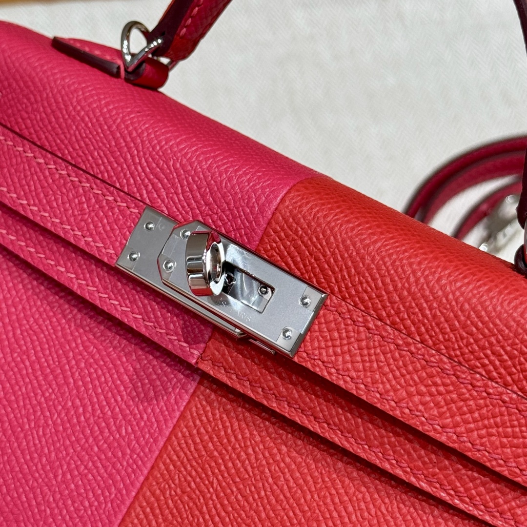 Hermes mini kelly l6Rose extremeS3Rouge CoeurB3Blue Zanzibar (handmade custom)