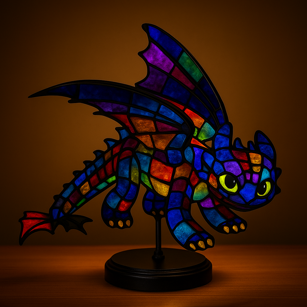 Dragon Shape Stained Glass Night Light