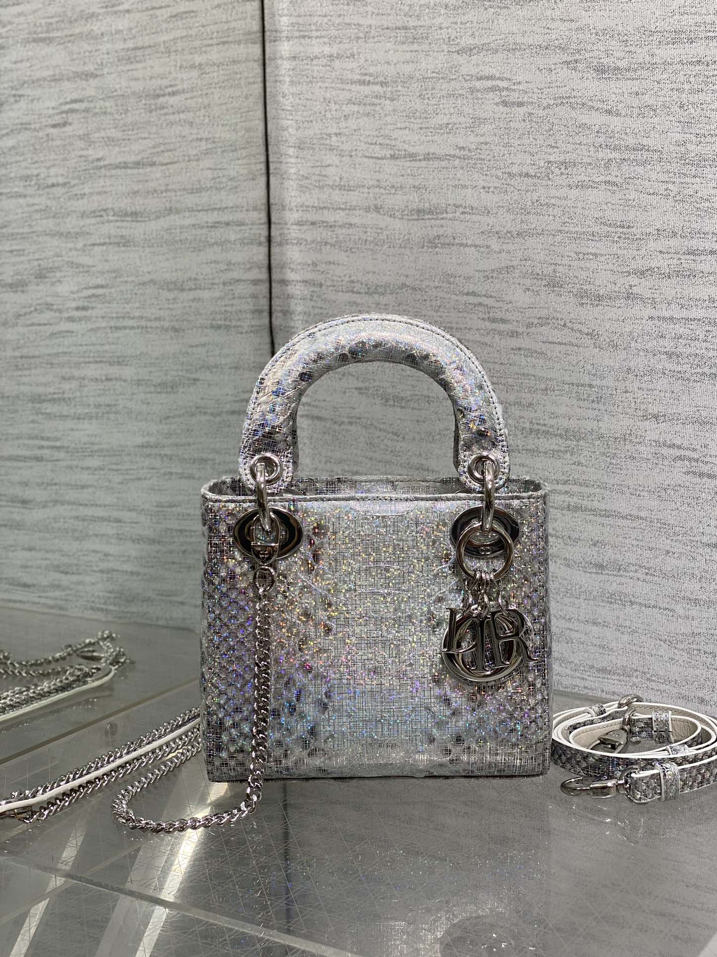 Dior Lady three-grid rare snakeskin Princess Diana bag