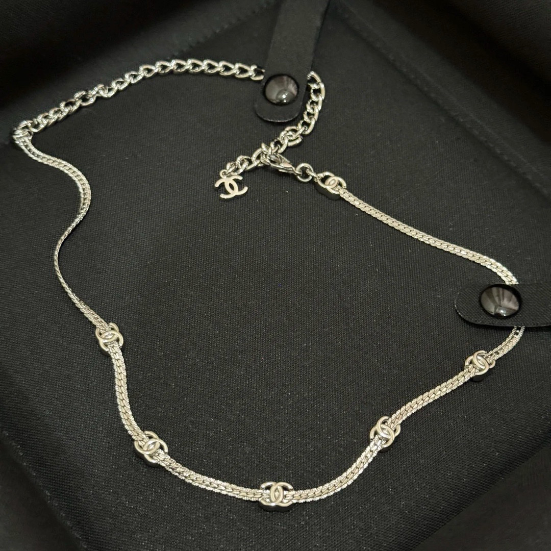 Chanel Flower Snake Bone Necklace