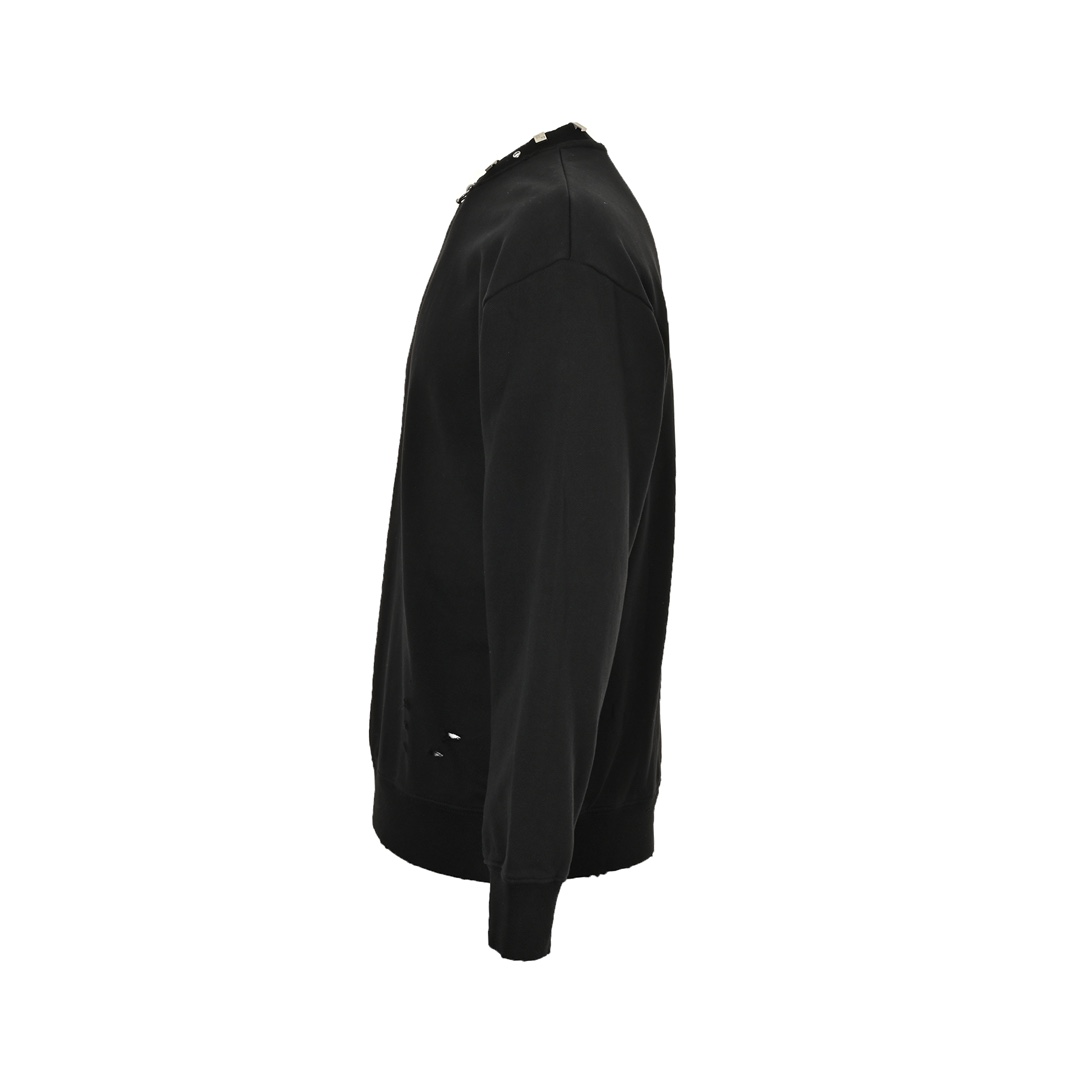 Balenciaga 24Fw pierced collar rivet crew neck sweatshirt