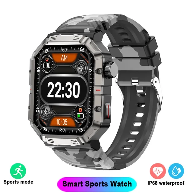 New Men's Outdoor Sports HD Bluetooth Call Smartwatch 2.02inch full screen touch AI intelligent voice assistant for Android iOS