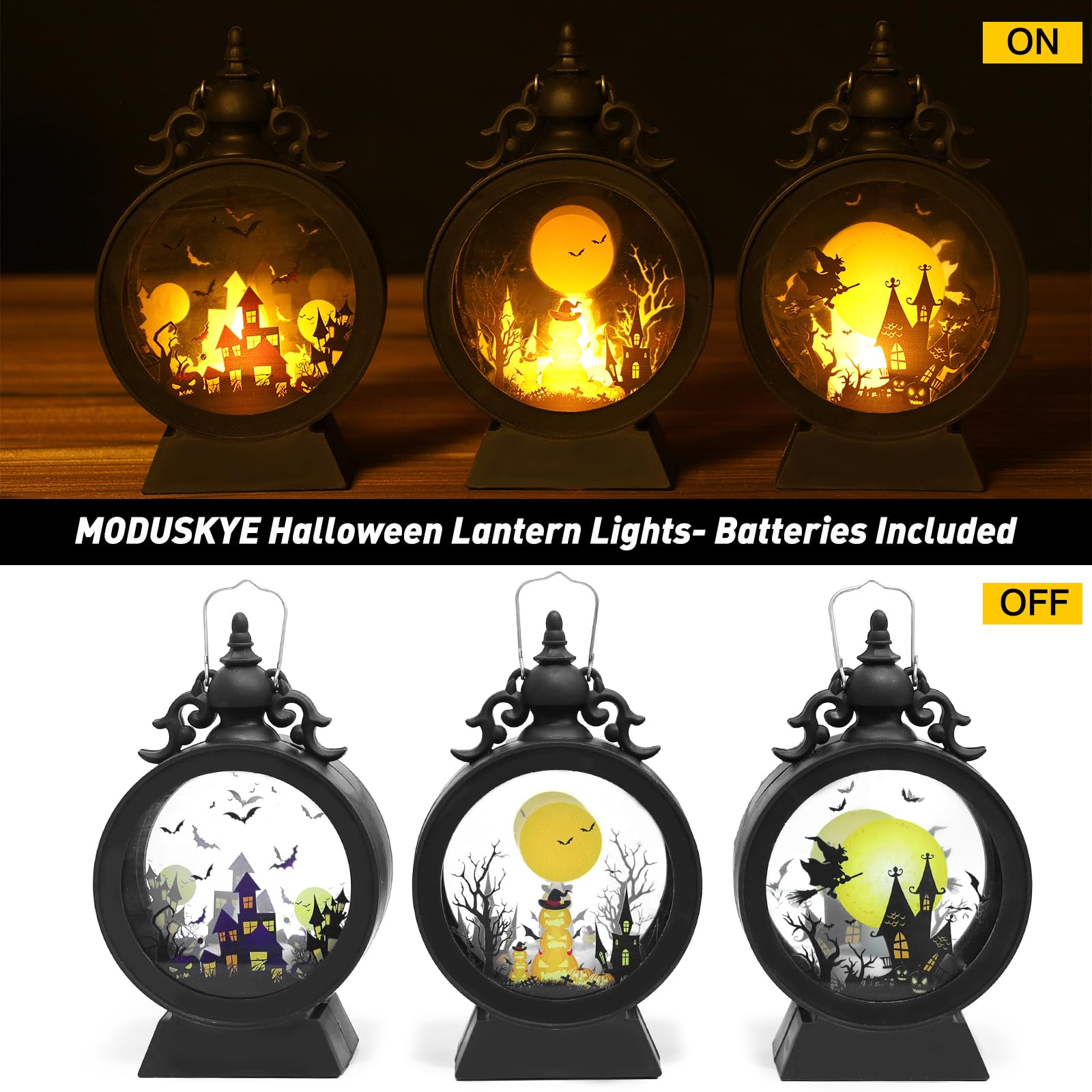3 PCS Halloween Lantern Light with Flameless Candle