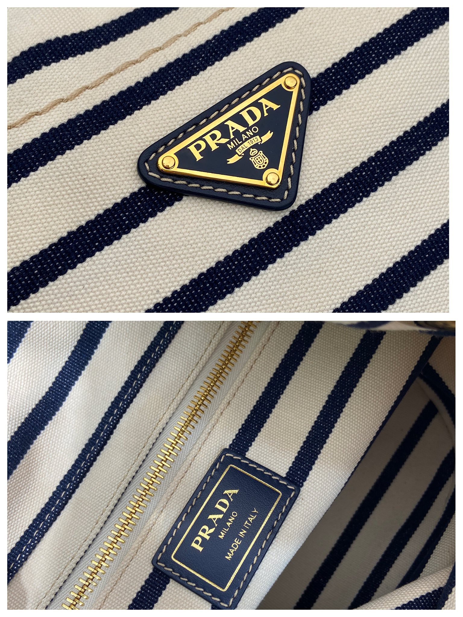 Prada New Striped Bucket Bag 1BE082