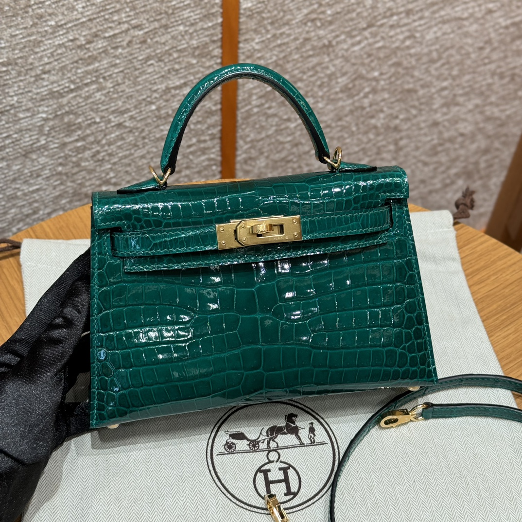 Hermes mini kelly 2 6QVert Emeraude handbag (handmade to order)