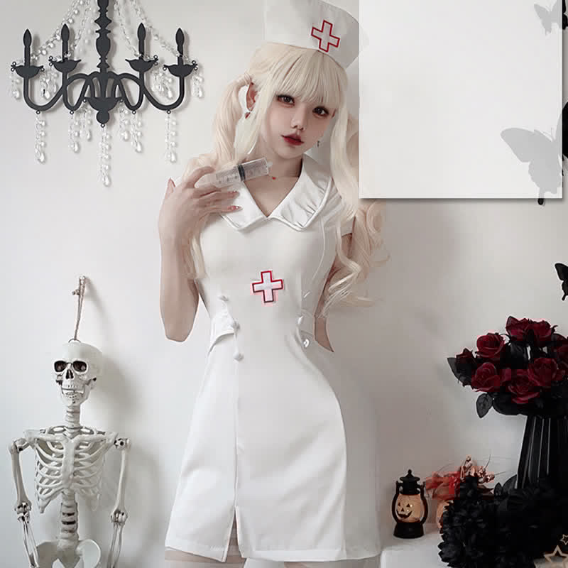 Cosplay Nurse Uniform Split Lingerie Dress