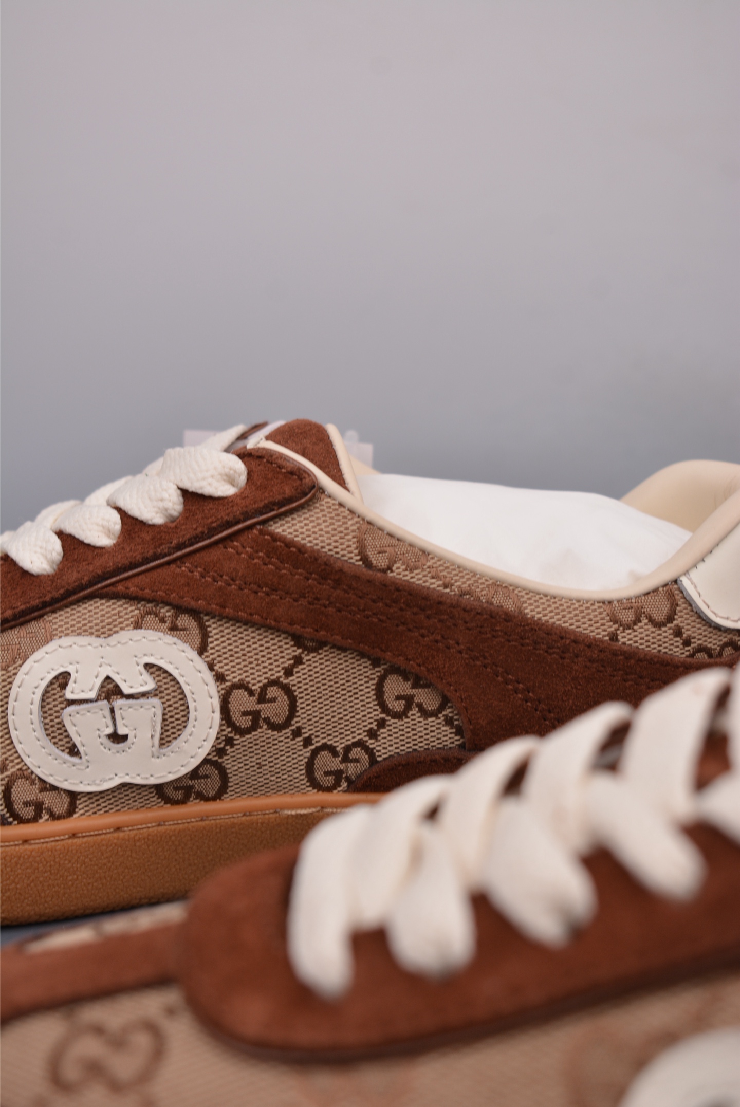 Gucci Interlocking G Suede Sneaker G74 Dark Brown Print 791742AAEGA2242