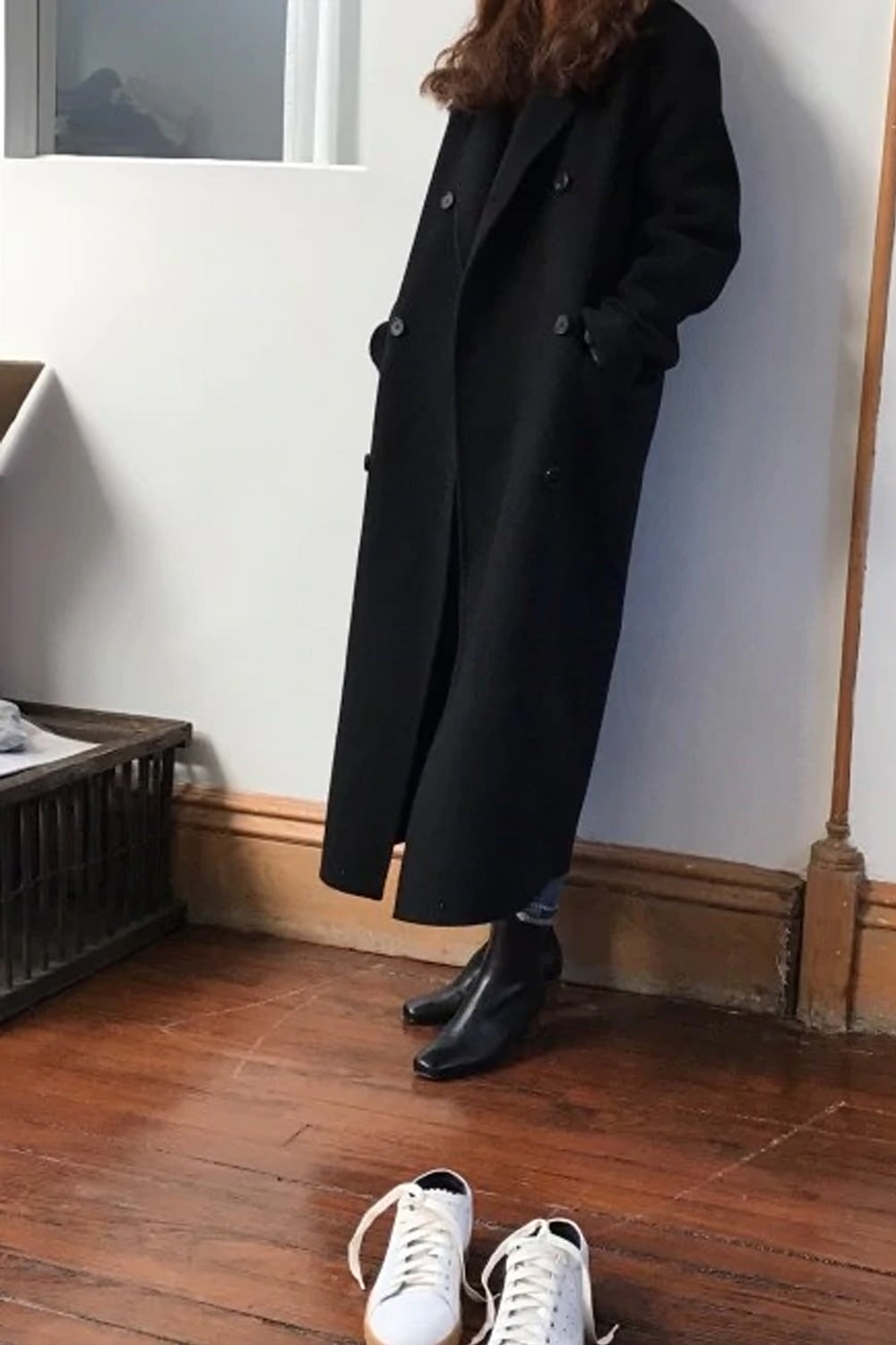 Long Wool Double Breasted Oversize Coat Jacket