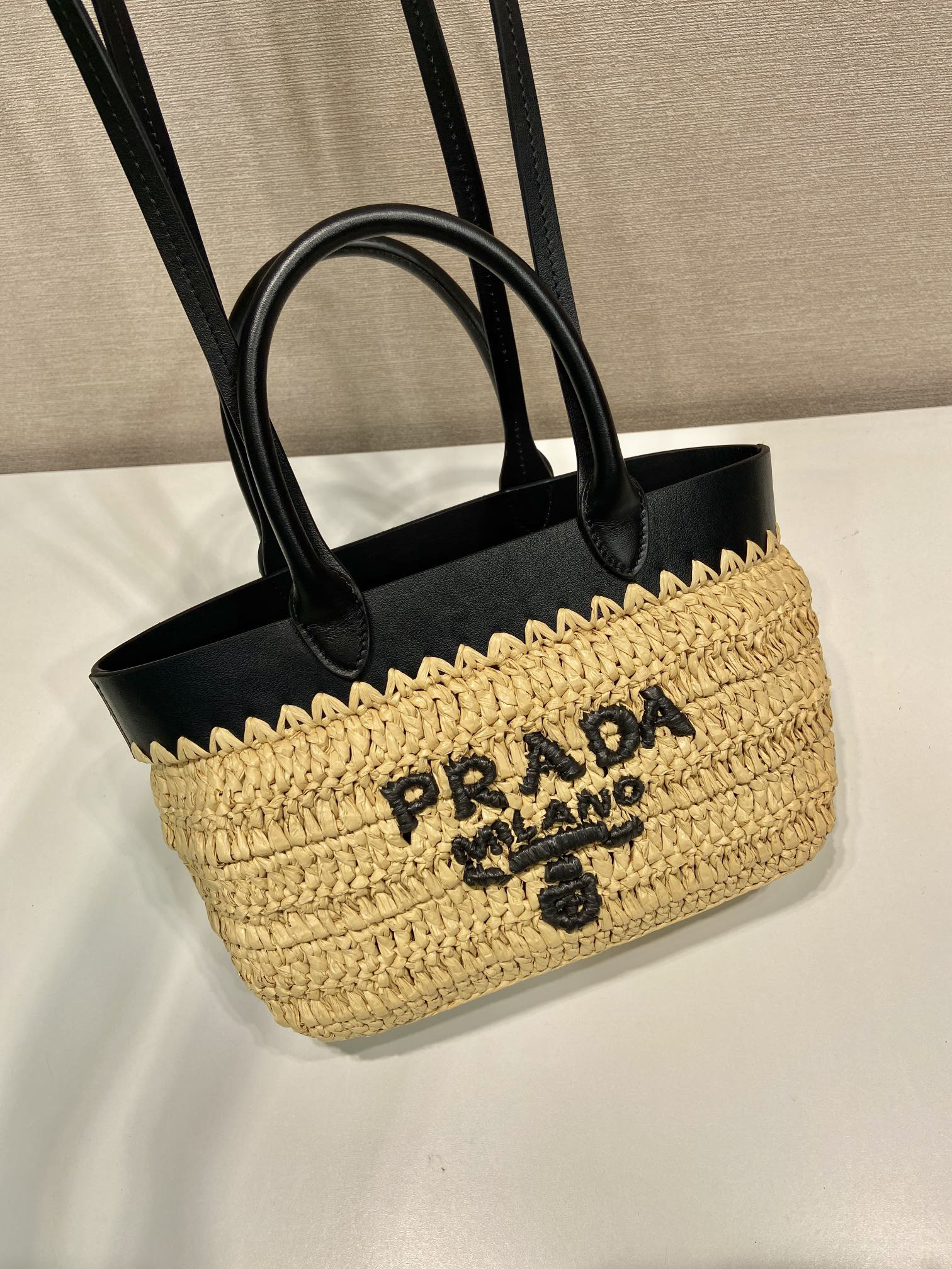 Prada woven tote bag small 1BG501