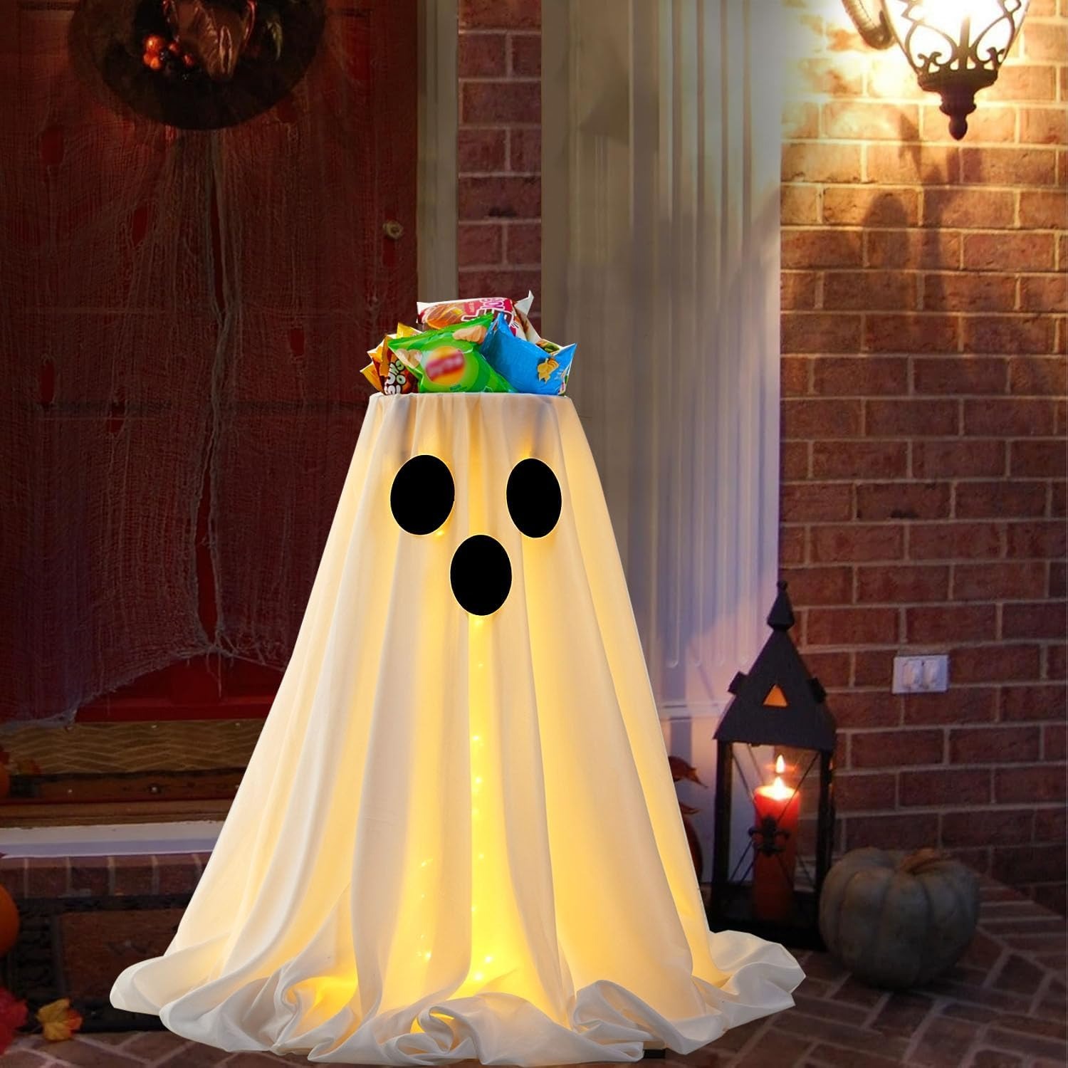 ⚡Flash Sale⚡Halloween Lighted White Cloth Ghost Candy Bowl