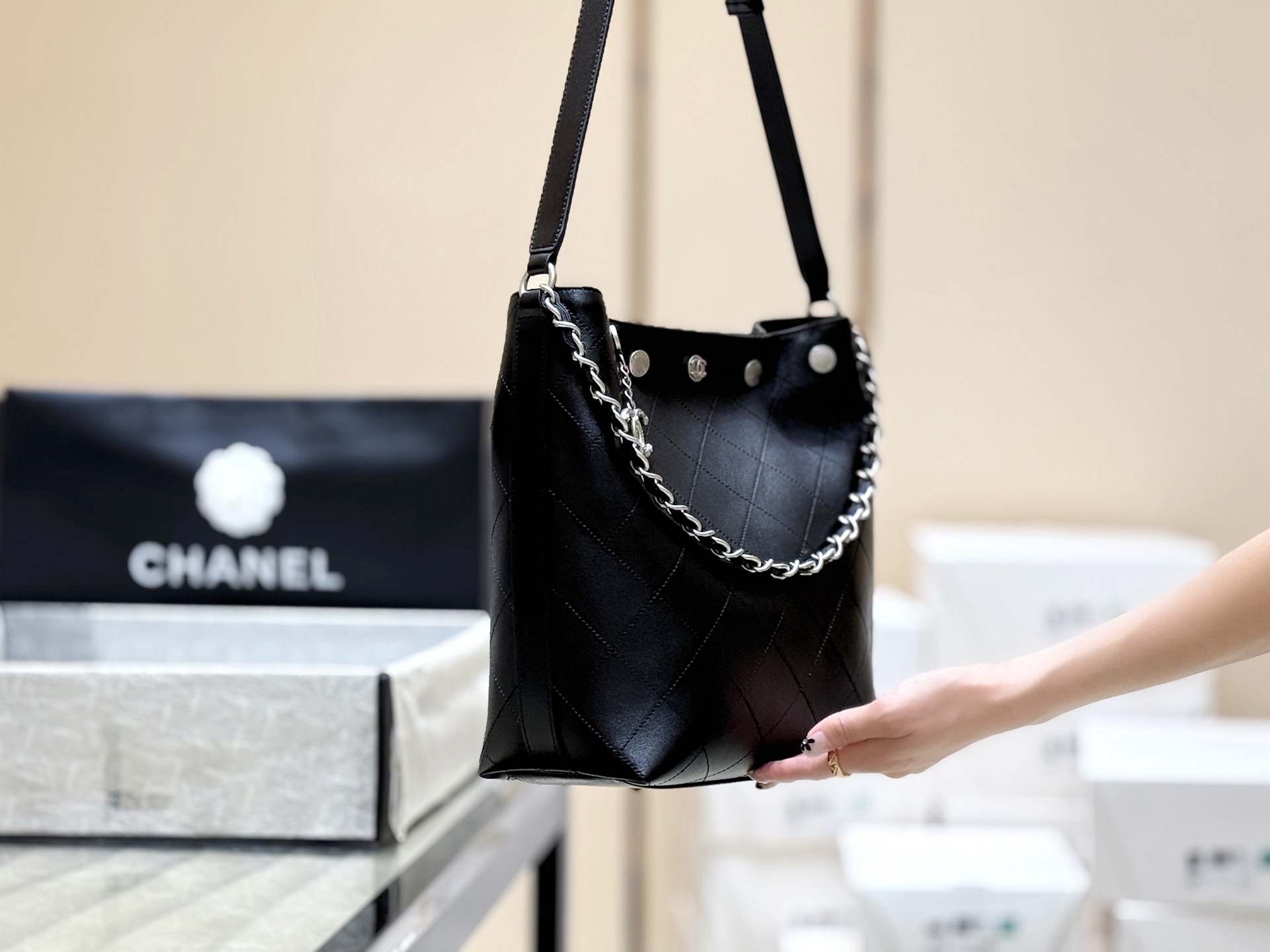 Chanel 25P Spring/Summer Preview Series Rivet Bucket Bag AS5406