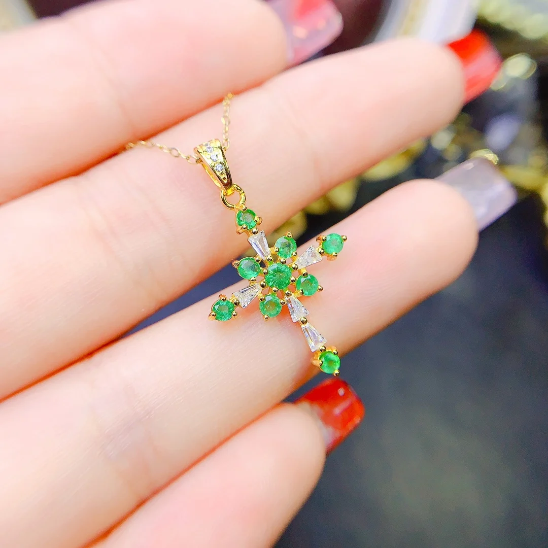 Emerald Ladies Necklace Christmas Pendant 925 Sterling Silver Ladies Necklace Gemstone 925 Sterling Silver Jewelry Certified