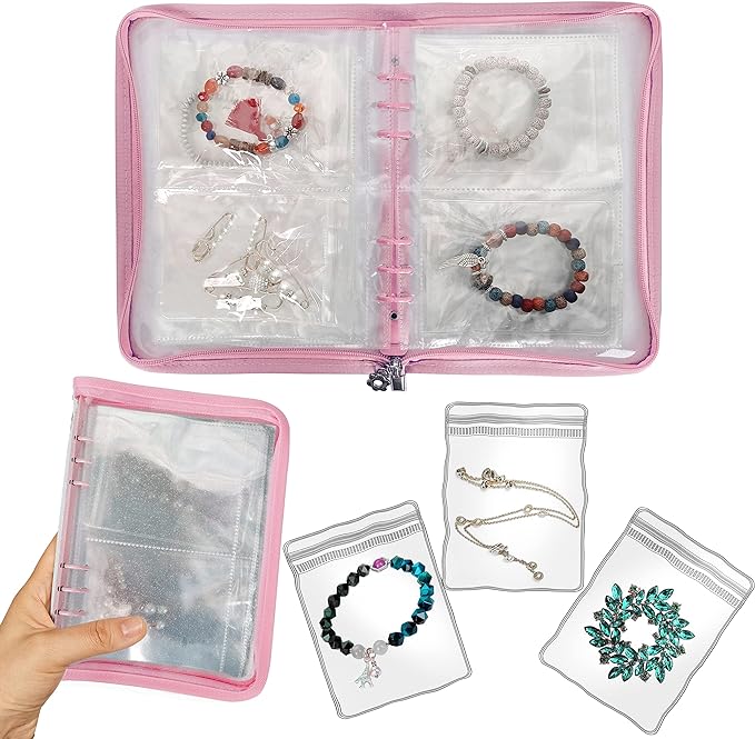 Transparent Jewelry Storage Book With 60 Portable Anti Tarnish Jewelry Bags