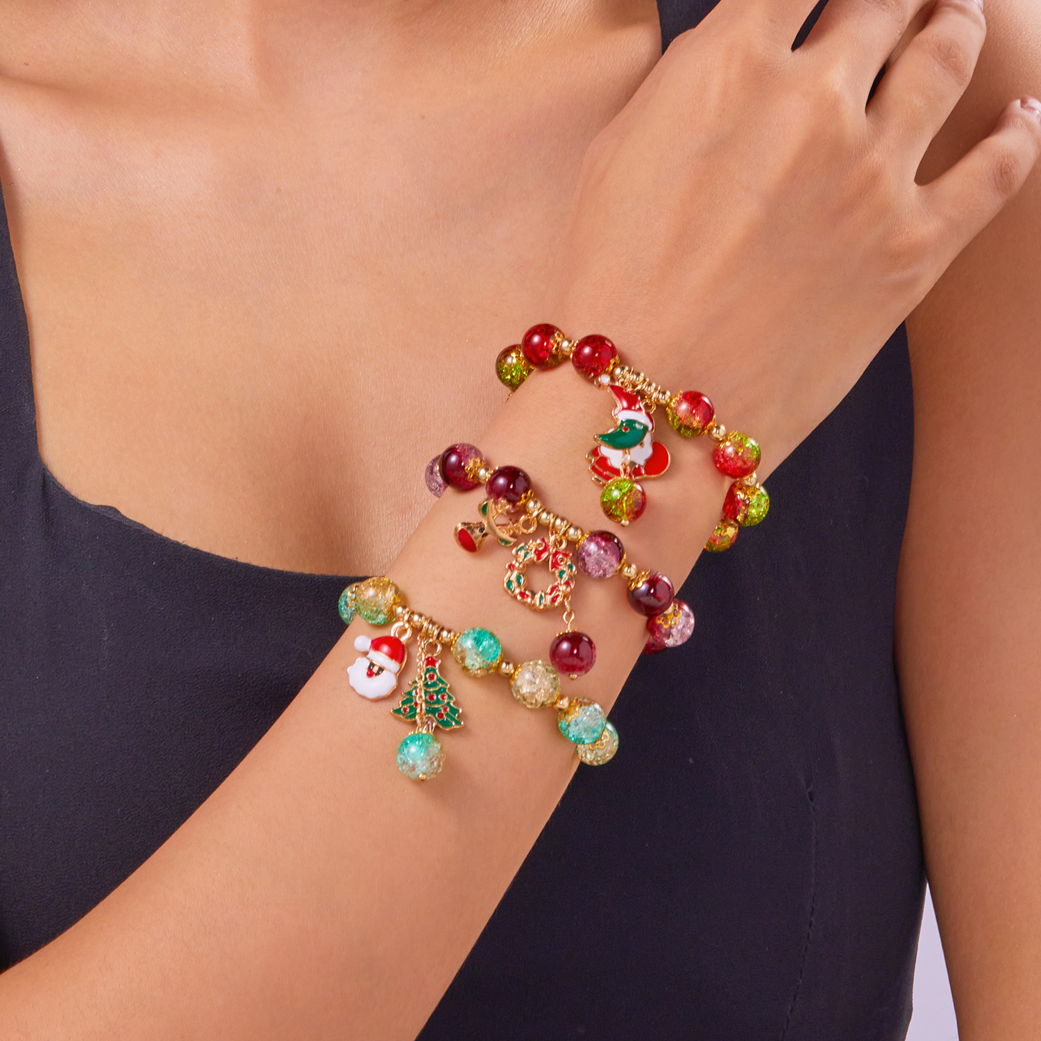 🌲Early Christmas Sale 49% OFF🌲Sparkling Glass Beads Christmas Theme Bracelet