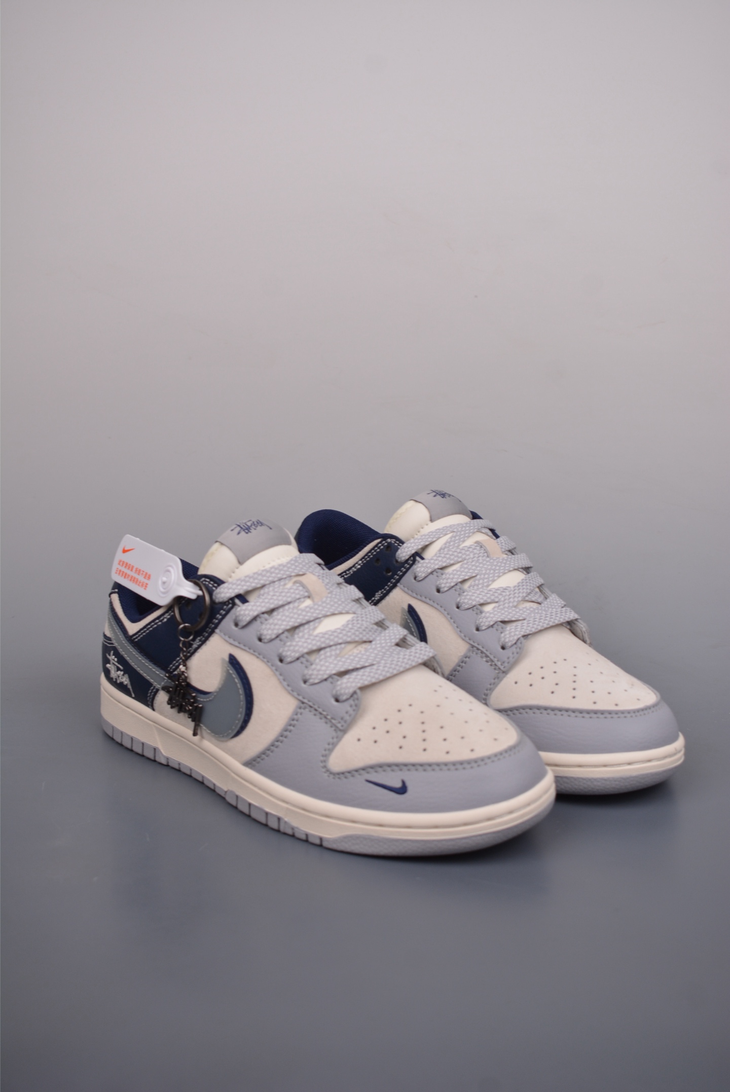 Stussy x Nike By You SB Dunk Low Retro SP Grey Blue Off-White Embroidery DM6868-019
