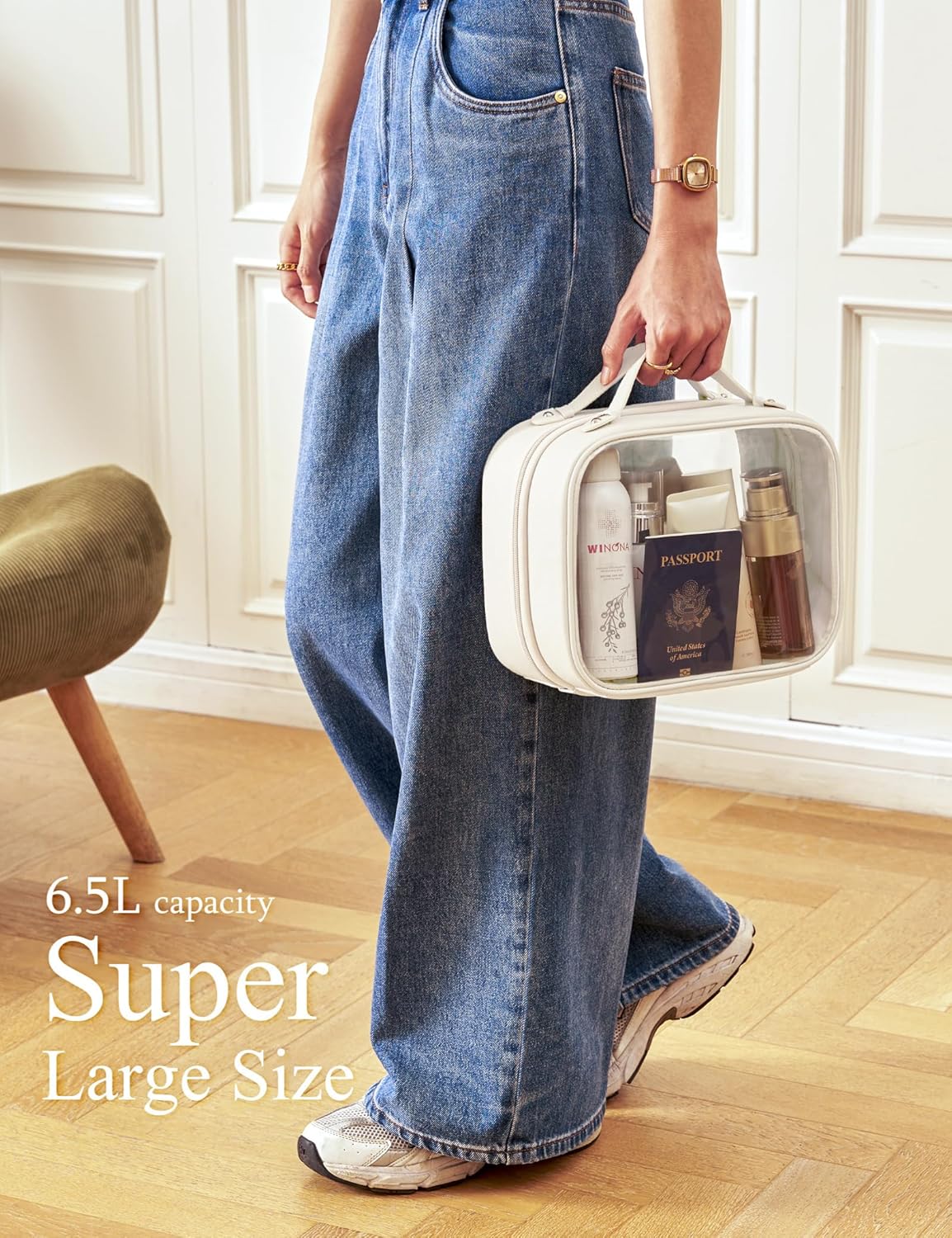 🔥Last Day 50% OFF🔥Clear Cosmetic Bag Double Layer Travel Toiletry Bag with 4 Compartments