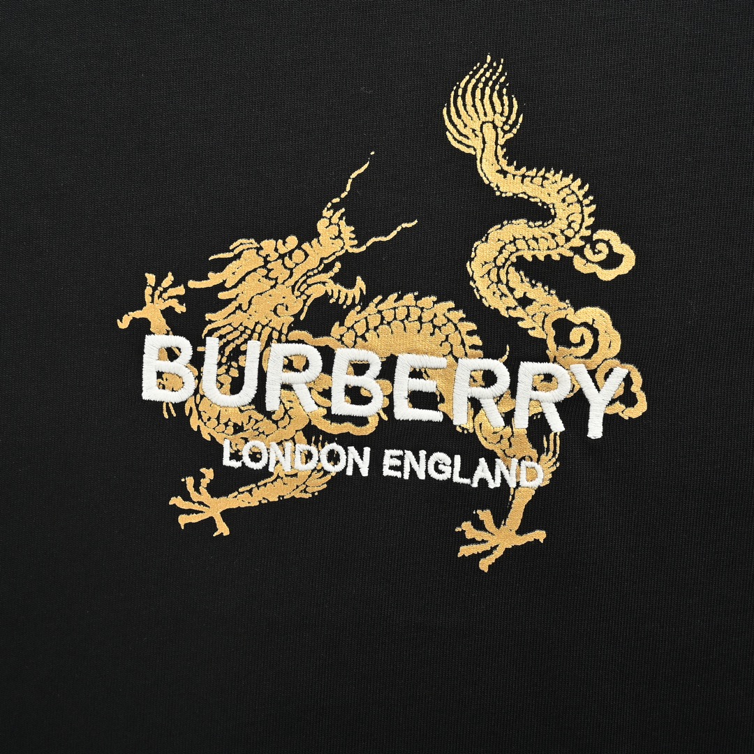 Burberry 24ss Dragon Year Limited Edition Dragon Pattern Gold Stamping Short Sleeve